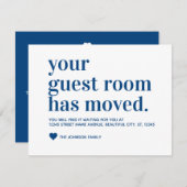 引っ越しましたモダンゲストルームムービングネイビーブルー 案内状 (正面/裏面)