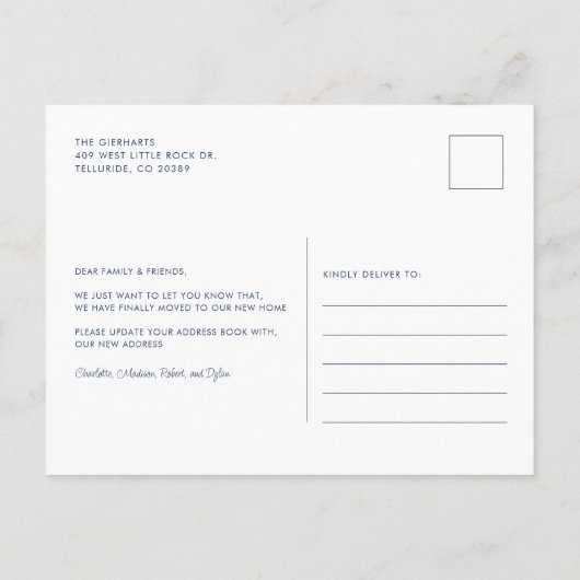 引っ越しましたモダンシックフローラ移動 案内ポストカード (裏面)