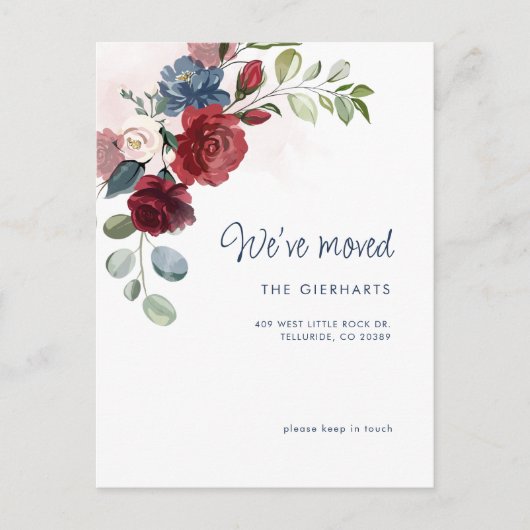 引っ越しましたモダンシックフローラ移動 案内ポストカード (正面)