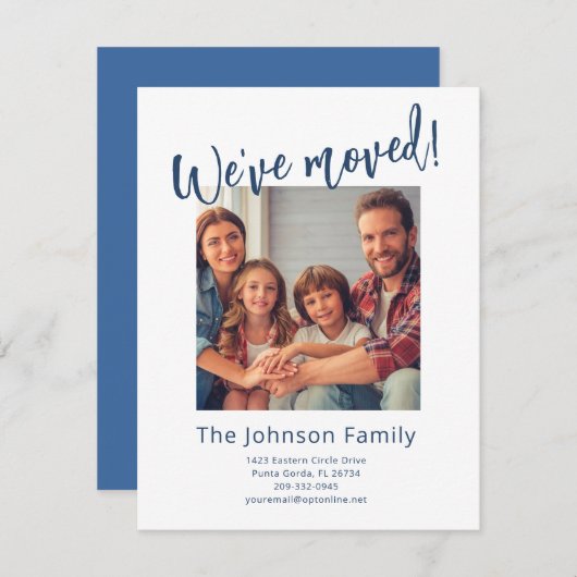 引っ越しましたモダンスタイリッシュ家写真予算 案内状 (正面/裏面)