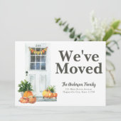 引っ越しましたモダンホワイトドアパンプキン秋移動 案内状 (スタンド正面)