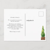 引っ越しましたモダンホワイトフロントドアの植物の移動 案内ポストカード (裏面)