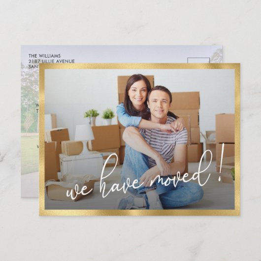引っ越しましたモダン写真の移動のお知らせの投稿 ポストカード (正面/裏面)
