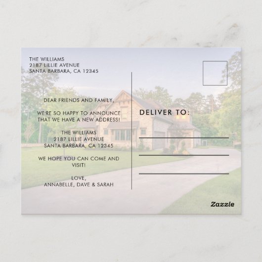 引っ越しましたモダン写真の移動のお知らせの投稿 ポストカード (裏面)