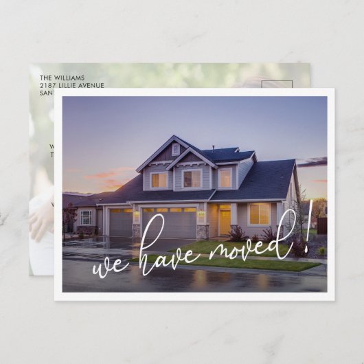 引っ越しましたモダン写真の移動のお知らせ ポストカード (正面/裏面)