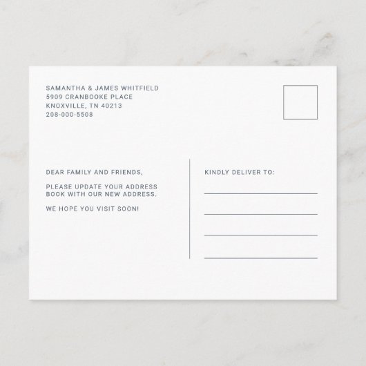 引っ越しましたモダン写真の移動 案内ポストカード (裏面)