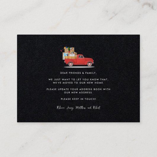 引っ越しましたモダン家族の動きの発表 名刺 (裏面)