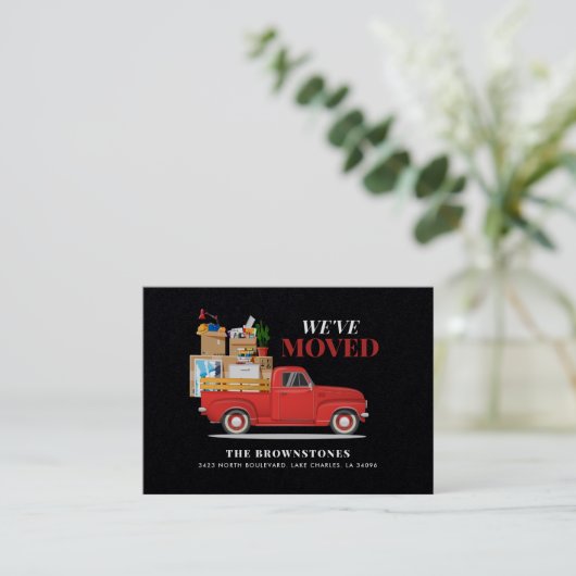 引っ越しましたモダン家族の動きの発表 名刺 (スタンド正面)