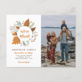 引っ越しましたモダン感謝祭の写真の移動 案内ポストカード