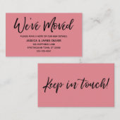 引っ越しましたモダン手書きストロベリーアイスカード 名刺 (正面/裏面)