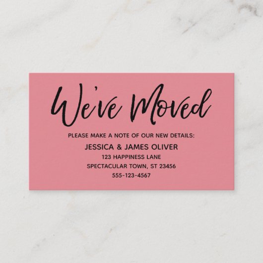 引っ越しましたモダン手書きストロベリーアイスカード 名刺 (正面)