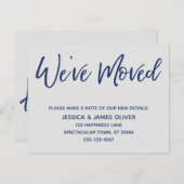 引っ越しましたモダン手書きネイビー 招待状 (正面/裏面)