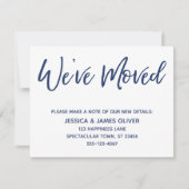 引っ越しましたモダン手書きネイビー 招待状 (正面)