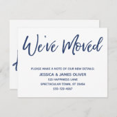 引っ越しましたモダン手書きネイビー 招待状 (正面/裏面)