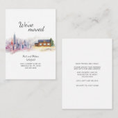 引っ越しましたモダン水彩国の移動 ノートカード (正面/裏面)