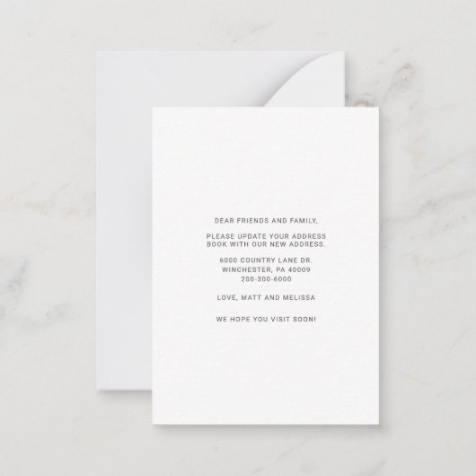 引っ越しましたモダン水彩国の移動 ノートカード (裏面)