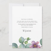 引っ越しましたユーカリの動く発表 ノートカード (裏面)