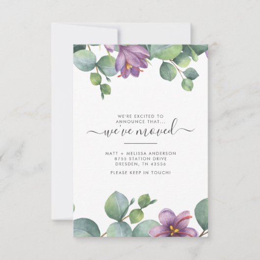 引っ越しましたユーカリフローラ移動発表 ノートカード (正面)