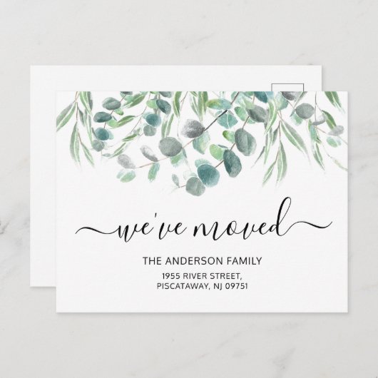 引っ越しましたユーカリプトゥスブロージュニューホームムービング 案内ポストカード (正面/裏面)