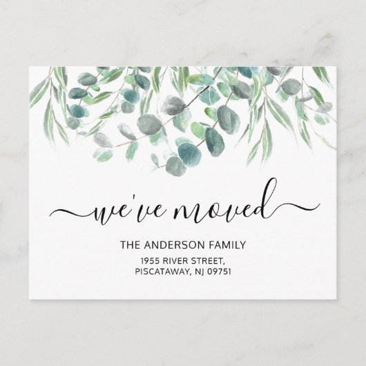 引っ越しましたユーカリプトゥスブロージュニューホームムービング 案内ポストカード (正面)