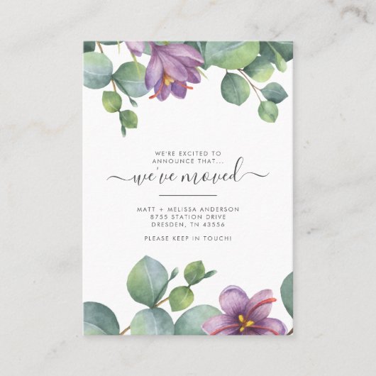 引っ越しましたユーカリ住所移動の変更 名刺 (正面)