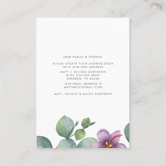 引っ越しましたユーカリ住所移動の変更 名刺 (裏面)