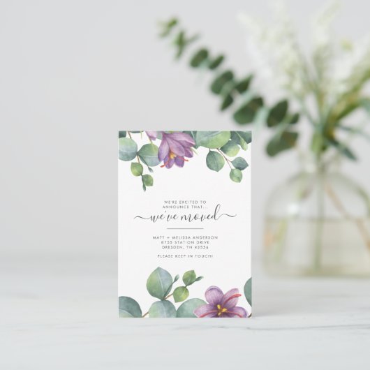 引っ越しましたユーカリ住所移動の変更 名刺 (スタンド正面)