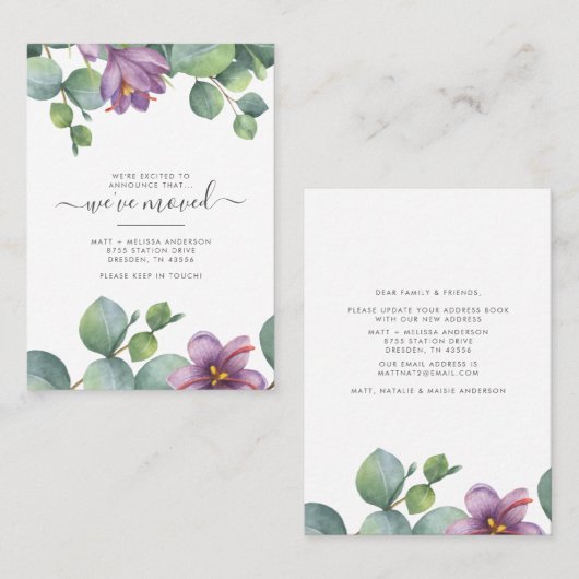 引っ越しましたユーカリ住所移動の変更 名刺 (正面/裏面)