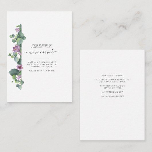 引っ越しましたユーカリ植物移動 ノートカード (正面/裏面)