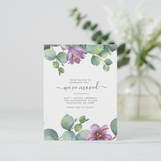 引っ越しましたユーカリ緑のフローラ移動 ポストカード (スタンド正面)