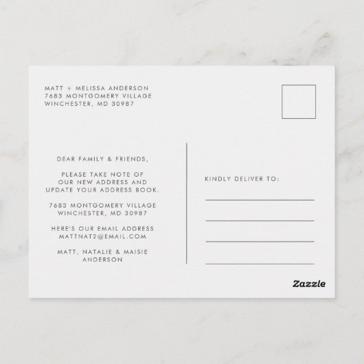 引っ越しましたユーカリ緑のフローラ移動 ポストカード (裏面)