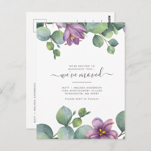 引っ越しましたユーカリ緑のフローラ移動 ポストカード (正面/裏面)