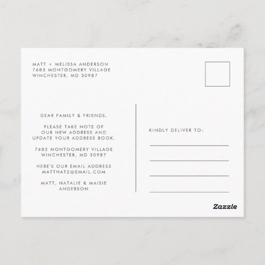 引っ越しましたユーカリ緑のフローラ移動 ポストカード (裏面)