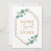 引っ越しましたユーカリ緑の金ゴールドフレーム移動 案内状 (裏面)