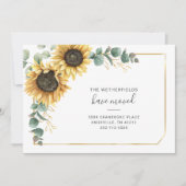 引っ越しましたユーカリ緑ひまわり動く 案内状 (正面)