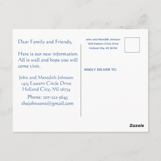 引っ越しましたライトハウスウォーターバジェットハガキ ポストカード (裏面)