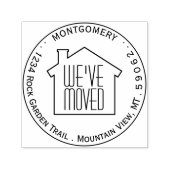 引っ越しましたラウンドロゴ円名差出人住所 セルフインキングスタンプ (デザイン)