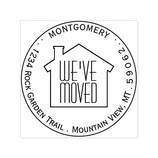 引っ越しましたラウンドロゴ円名差出人住所 セルフインキングスタンプ (デザイン)