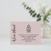 引っ越しましたリッモダントハウススケッチピンク ポストカード (スタンド正面)