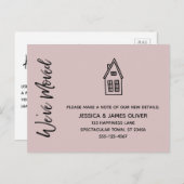 引っ越しましたリッモダントハウススケッチピンク ポストカード (正面/裏面)