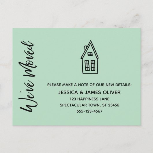 引っ越しましたリッモダントハウススケッチミント ポストカード (正面)