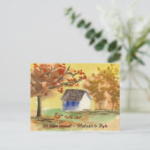 引っ越しましたリトルコテージ秋の木紅葉 案内ポストカード (スタンド正面)
