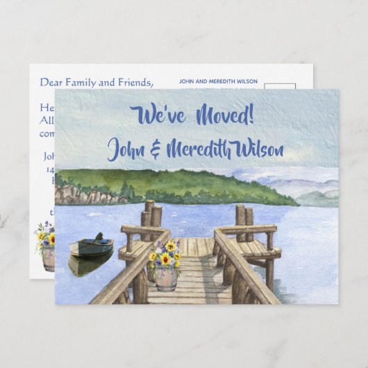 引っ越しましたレイクボートマウンテンバジェット波止場移動 案内ポストカード (正面/裏面)