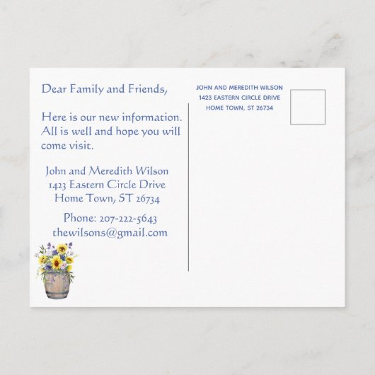 引っ越しましたレイクボートマウンテンバジェット波止場移動 案内ポストカード (裏面)