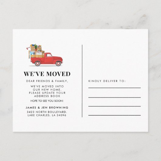 引っ越しましたレッドトラックの新しい住所 案内ポストカード (裏面)
