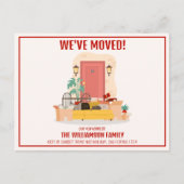 引っ越しましたレッドフロントドアかわいい動き 案内ポストカード (正面)