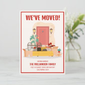 引っ越しましたレッドフロントドアかわいい動き 案内状 (スタンド正面)