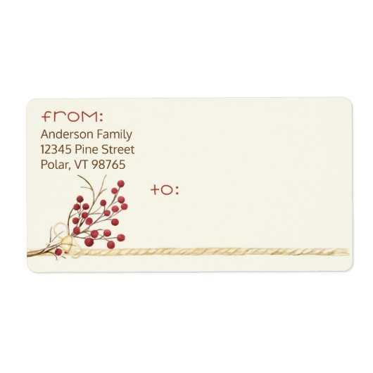 引っ越しましたレッドベリー自然クリスマスホリデー ラベル (正面)
