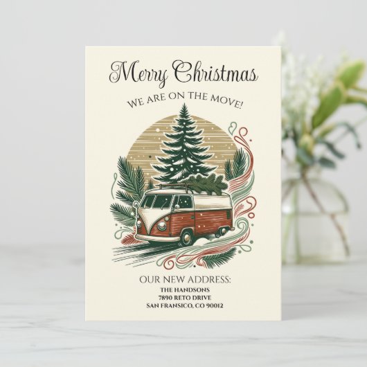 引っ越しましたレトロクリスマス 招待状 (スタンド正面)