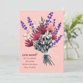 引っ越しましたワイルドフラワーブーケ新しいホームアドレス 招待状 (スタンド正面)